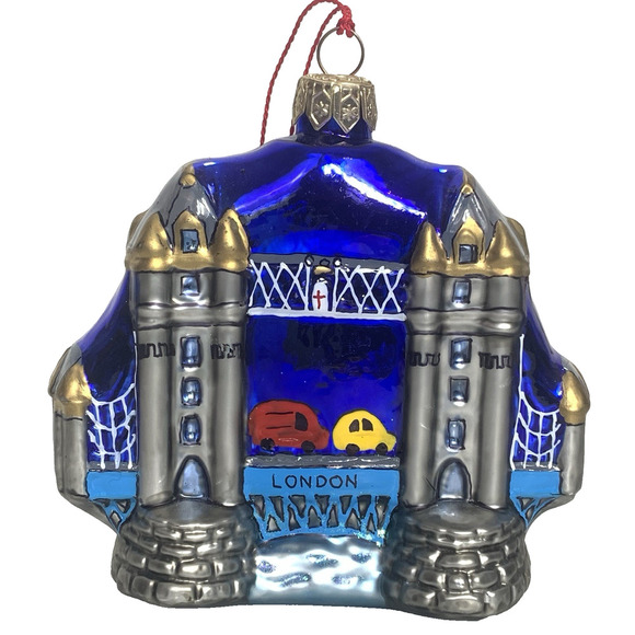 TOWER BRIDGE London Glass Christmas Ornament 3.5"x2.25"x4" Poland 1998 EUC - Picture 1 of 7